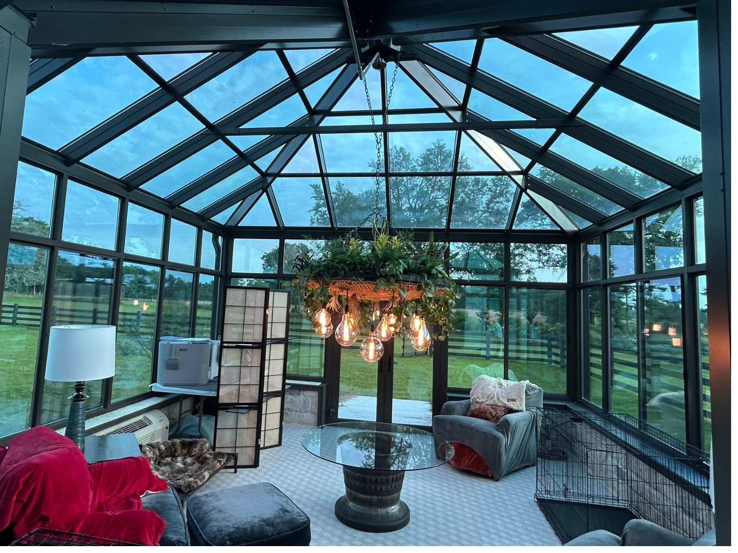 Inside View of custom Glass Conservatory from Four Seasons