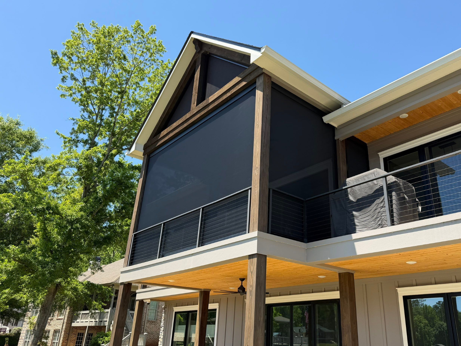 Motorized Screen Enclosure by Four Seasons of River CIty on Lake Harding