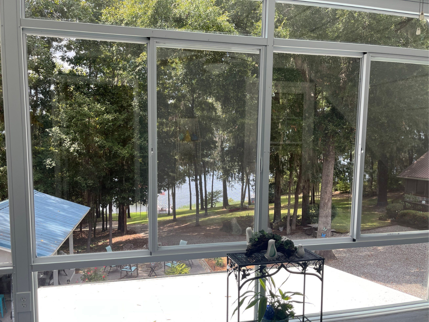 Lake View from Second Story of Four Seasons Custom Glass Wall Enclosure
